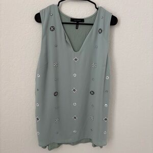 Robert Rodriguez Sleeveless Embellished Tunic Top in Mint Green, Size Large